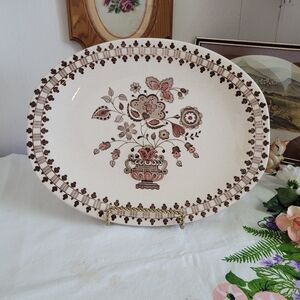 Vintage Serving Platter Old Granite Jamestown Floral Johnson Bro England